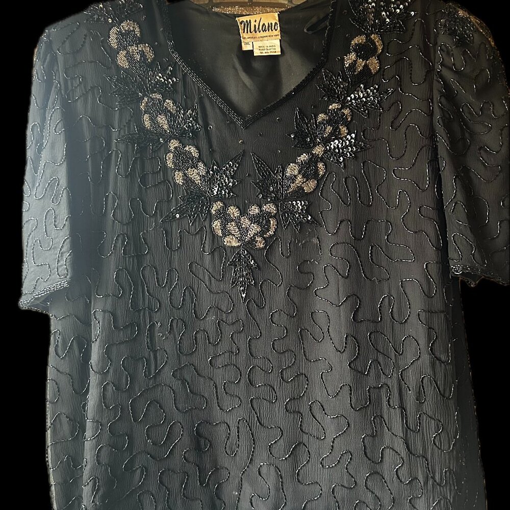 Milano Black Sequined Top – Elegant Statement Piece